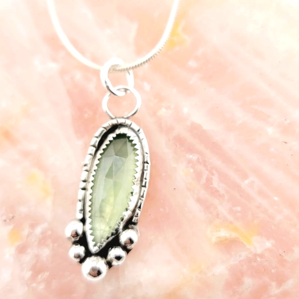 KYANITE HANDMADE PENDANT W/ SNAKE CHAIN ALL IN .925 STERLING SILVER 18" LENGTH - Picture 2 of 5